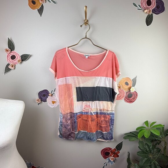 Express Sheer Graphic Tee - Size - Large - Picture 1 of 5